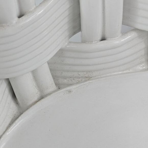 Handmade Italian Fused Glass Christmas Basket Veitri White Centerpiece Holiday - Picture 15 of 16